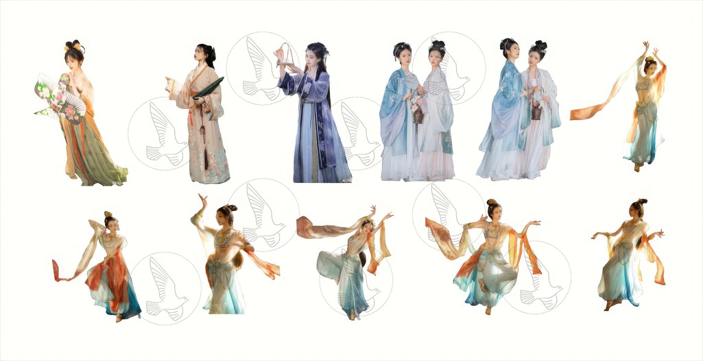 唐装汉服旗袍su模型下载-1