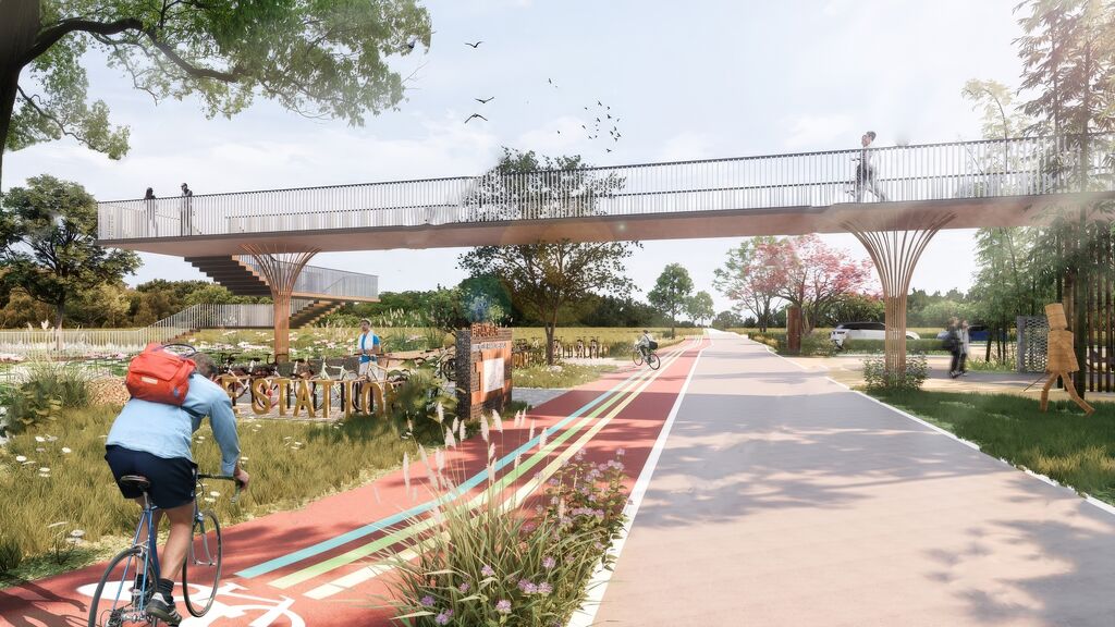 户外人行天桥SU模型下载-1