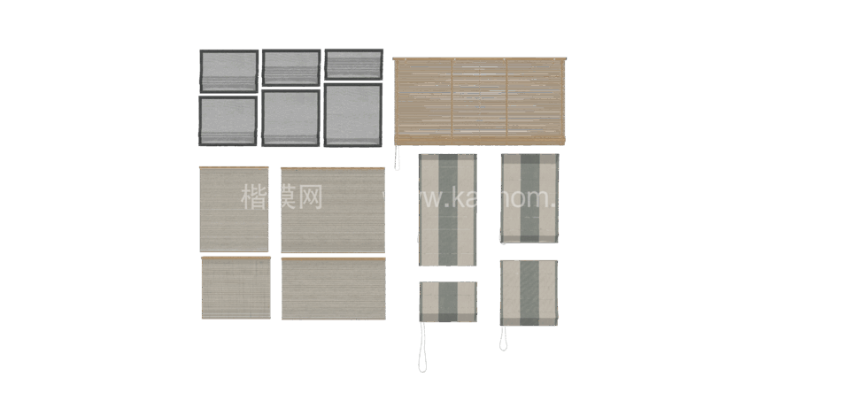 现代百叶帘 卷帘 遮阳帘 竹帘 席帘SU模型下载-1