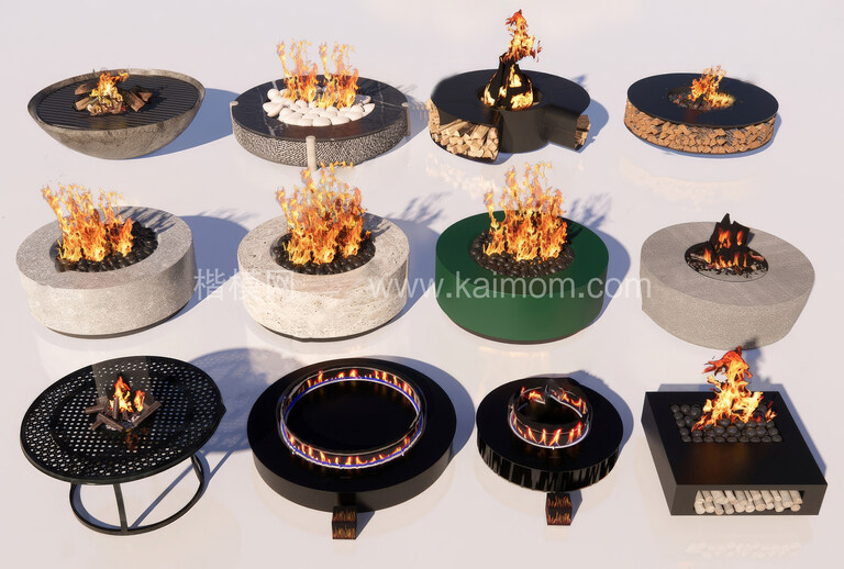 壁炉火炉火焰SU模型下载-1