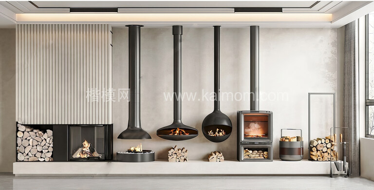 壁炉火炉火焰SU模型下载-1