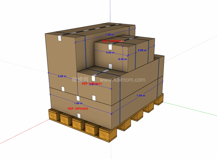 纸箱_木箱_包装盒SU模型下载-1