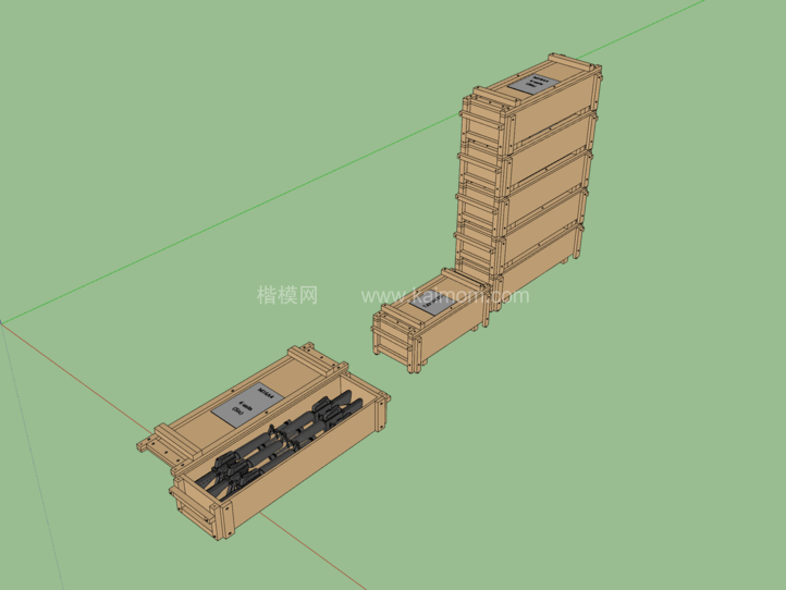 纸箱_木箱_包装盒SU模型下载-1