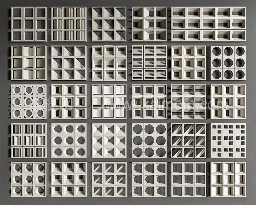 隔断_PU隔断_水泥空心砖Su模型下载-1