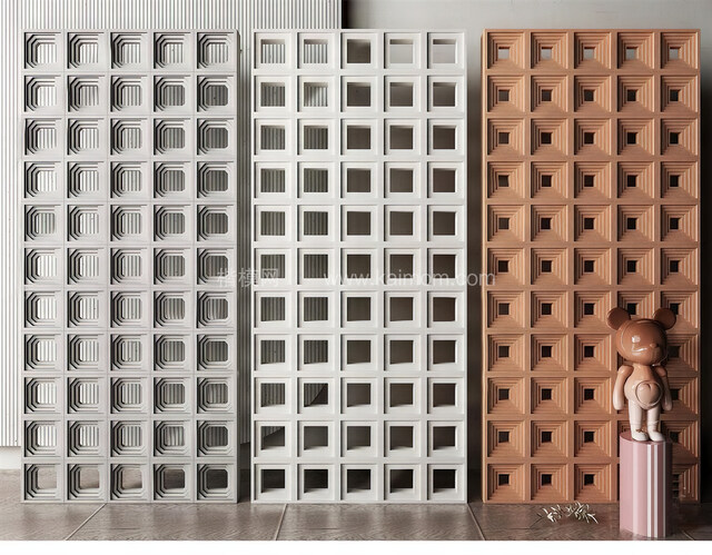 隔断_PU隔断_水泥空心砖Su模型下载-1