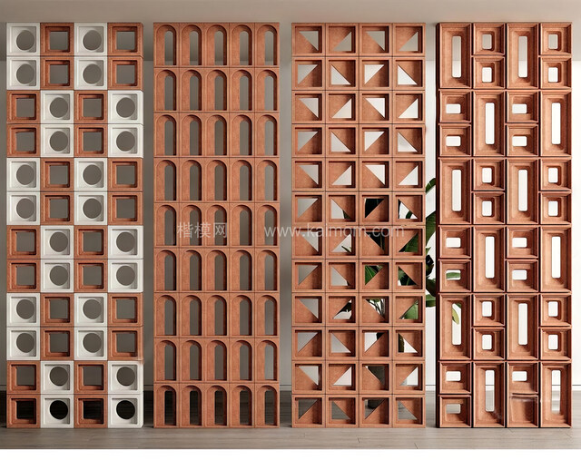 隔断_PU隔断_水泥空心砖Su模型下载-1