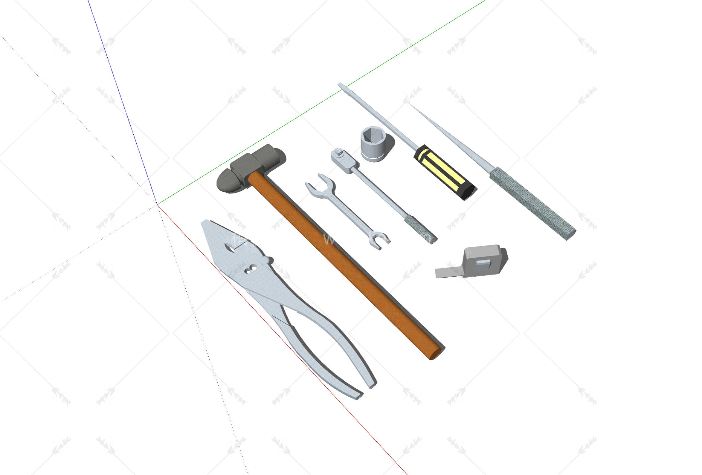 工具_电动工具_扳手_电锯SU模型下载-1