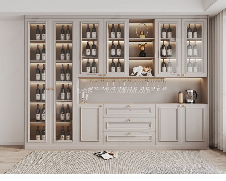 餐边柜_酒柜SU模型下载-1