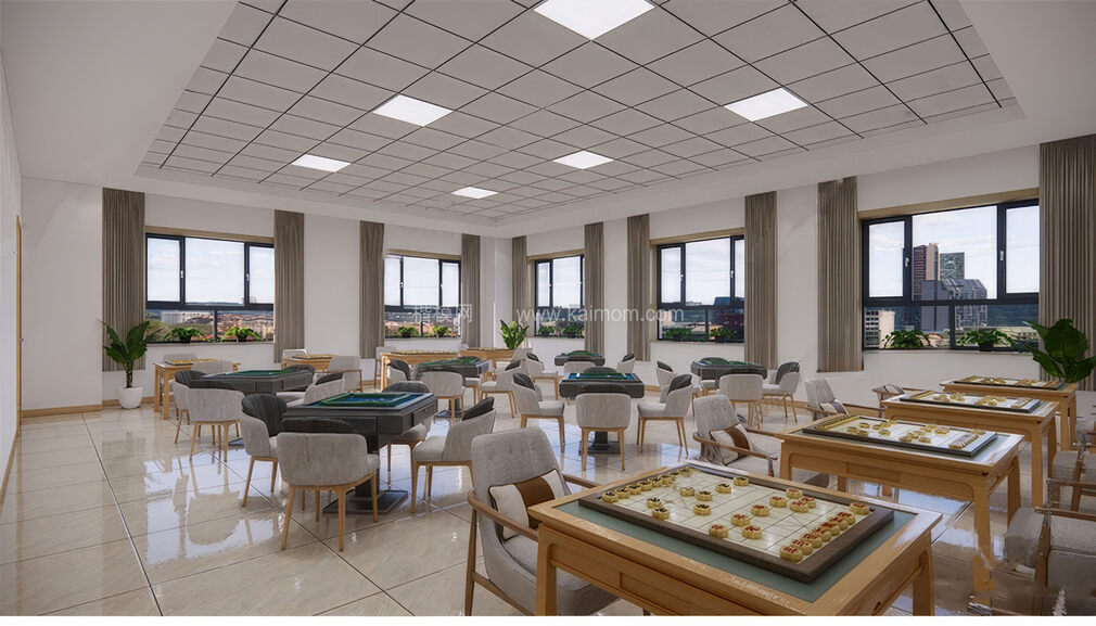 麻将房_棋牌室SU模型下载-1