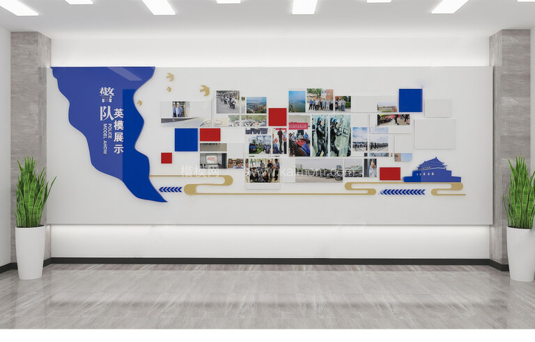 文化墙SU模型下载-1