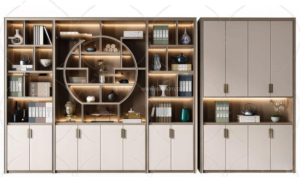 书柜置物架SU模型下载-1