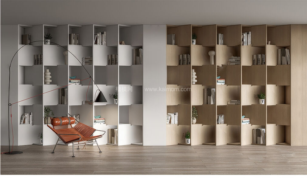 书柜置物架SU模型下载-1