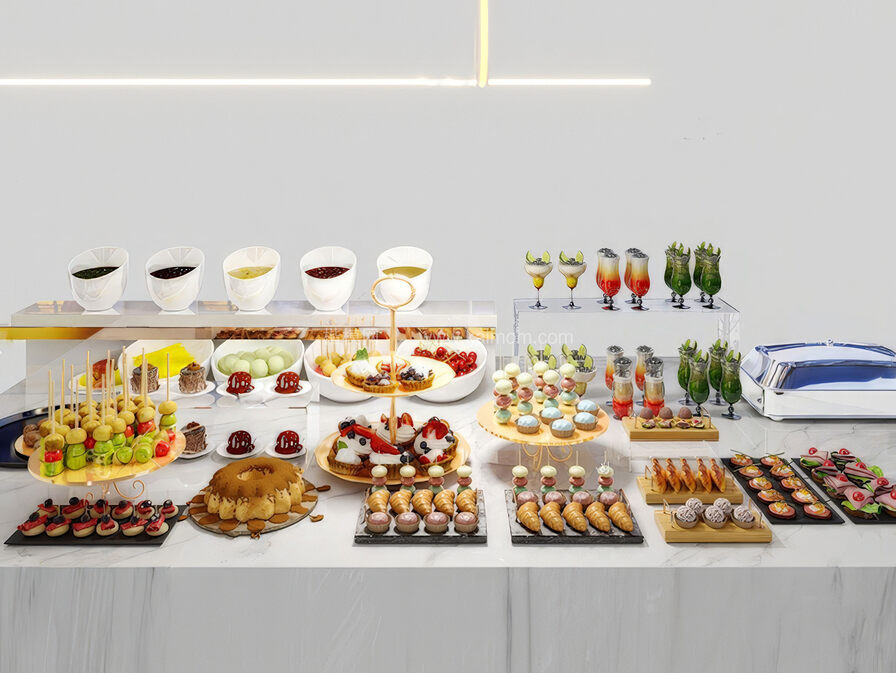 面包_水果_酒水_饮料食物SU模型下载-1