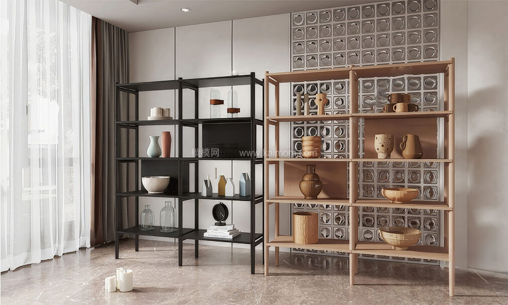 书柜置物架SU模型下载-1