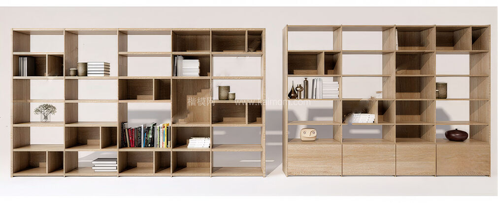 书柜置物架SU模型下载-1