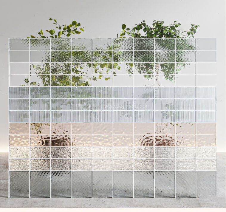 玻璃砖屏风隔断SU模型下载-1