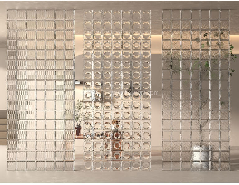 玻璃砖屏风隔断SU模型下载-1