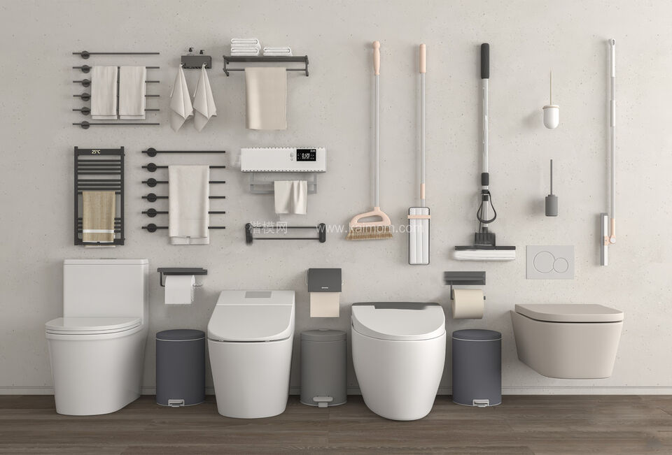 马桶_洗脸盆_小便斗_淋浴花洒SU模型下载-1