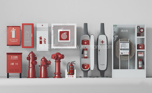消防器材组合SU模型下载-1
