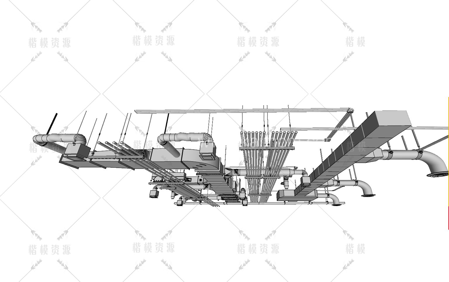 工业管道吊顶SU模型下载-1