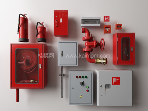 消防器材组合SU模型下载-1