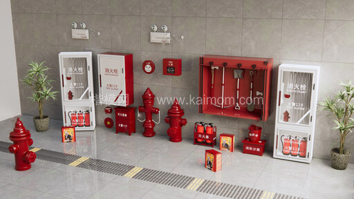 消防器材组合SU模型下载-1