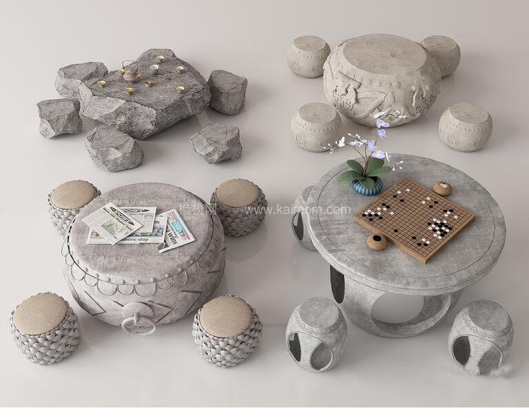 户外家具SU模型下载-1