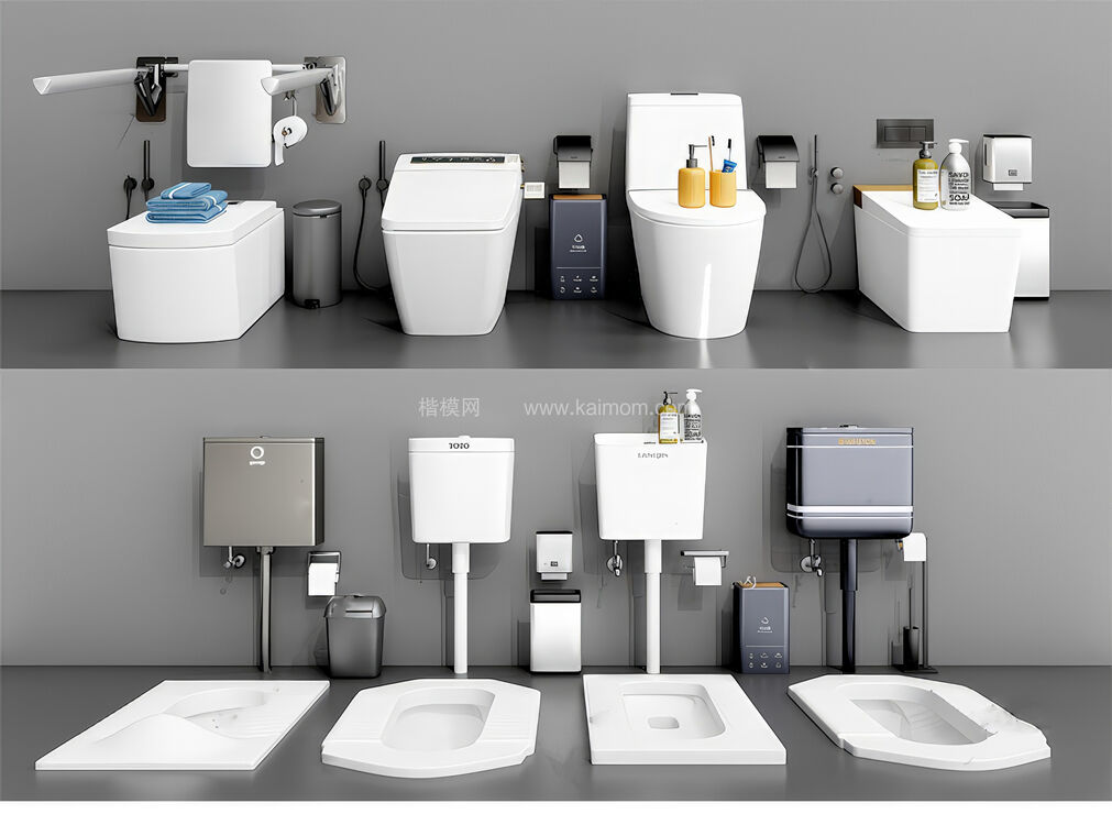 马桶_洗脸盆_小便斗_淋浴花洒SU模型下载-1