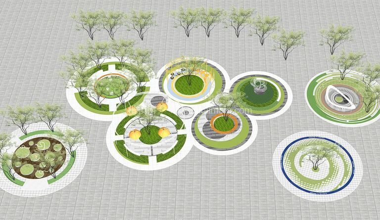 公园景观节点SU模型下载-1