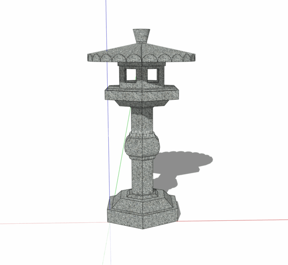 石灯雕塑SU模型下载-1