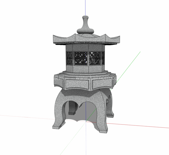 石灯雕塑SU模型下载-1