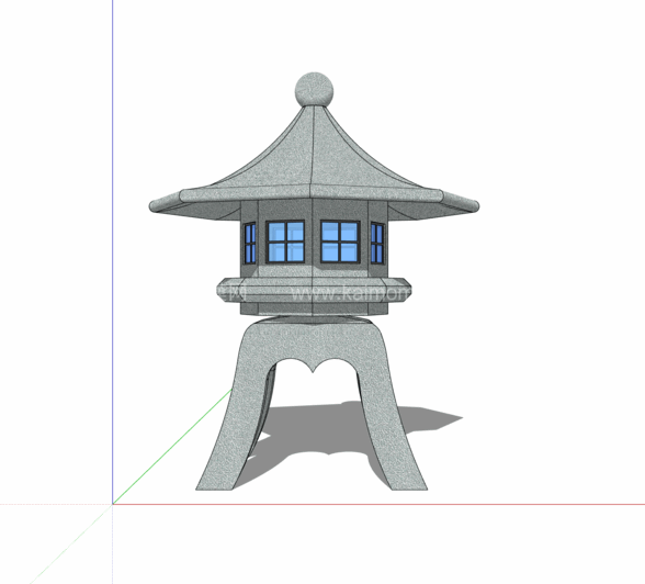 石灯雕塑SU模型下载-1