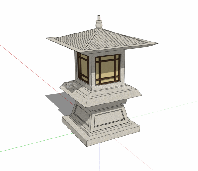 石灯雕塑SU模型下载-1