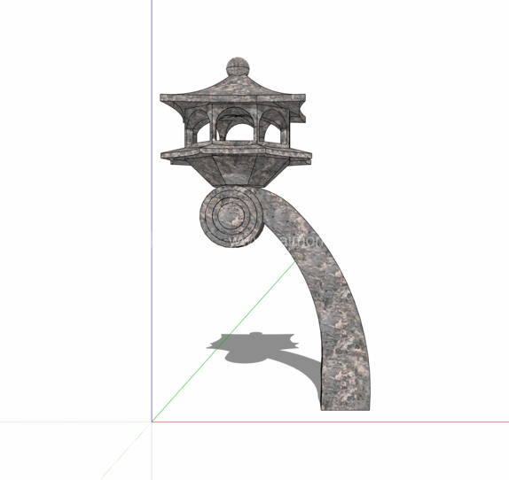 石灯雕塑SU模型下载-1