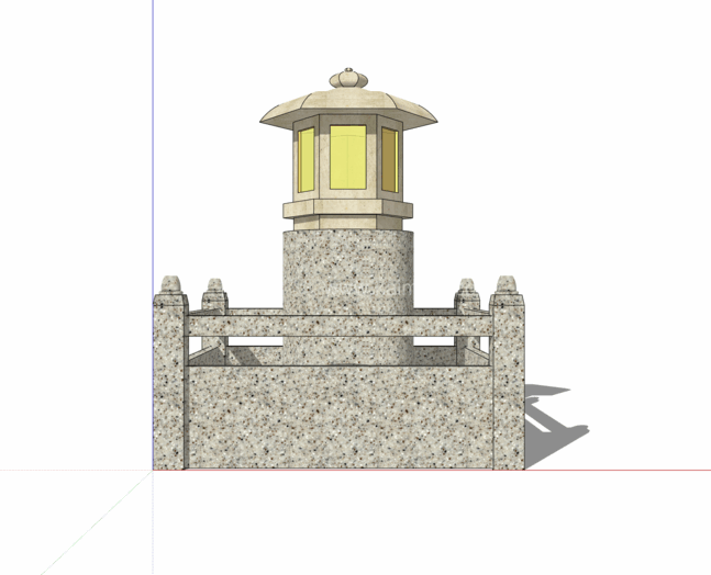 石灯雕塑SU模型下载-1