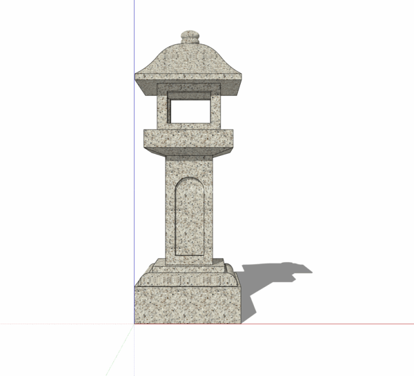 石灯雕塑SU模型下载-1
