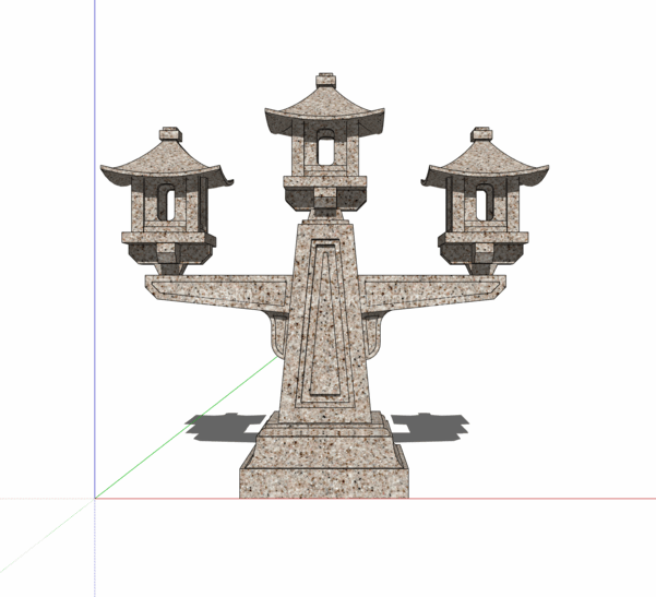 石灯雕塑SU模型下载-1