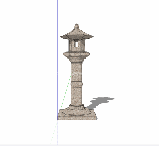 石灯雕塑SU模型下载-1