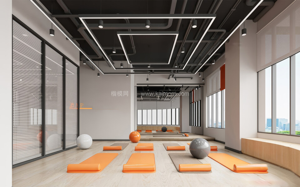 舞蹈室瑜伽室SU模型下载-1