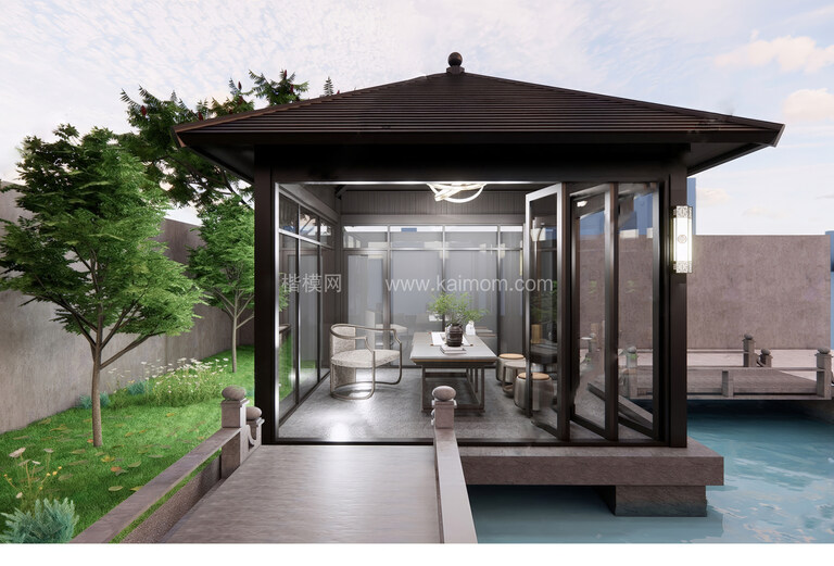 凉亭_廊架SU模型下载-1