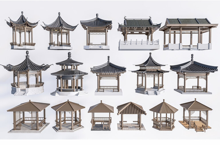 凉亭_廊架SU模型下载-1