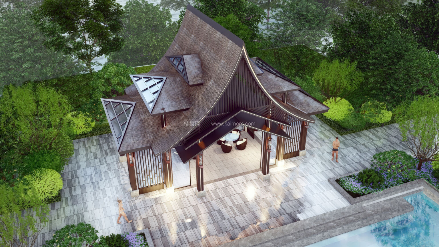 凉亭_廊架SU模型下载-2