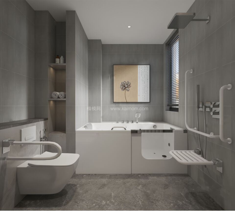 无障碍公共卫生间SU模型下载-1
