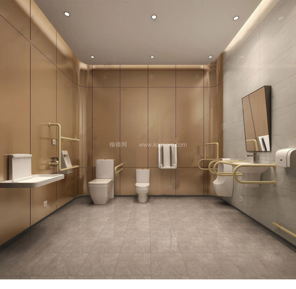 无障碍公共卫生间SU模型下载-1