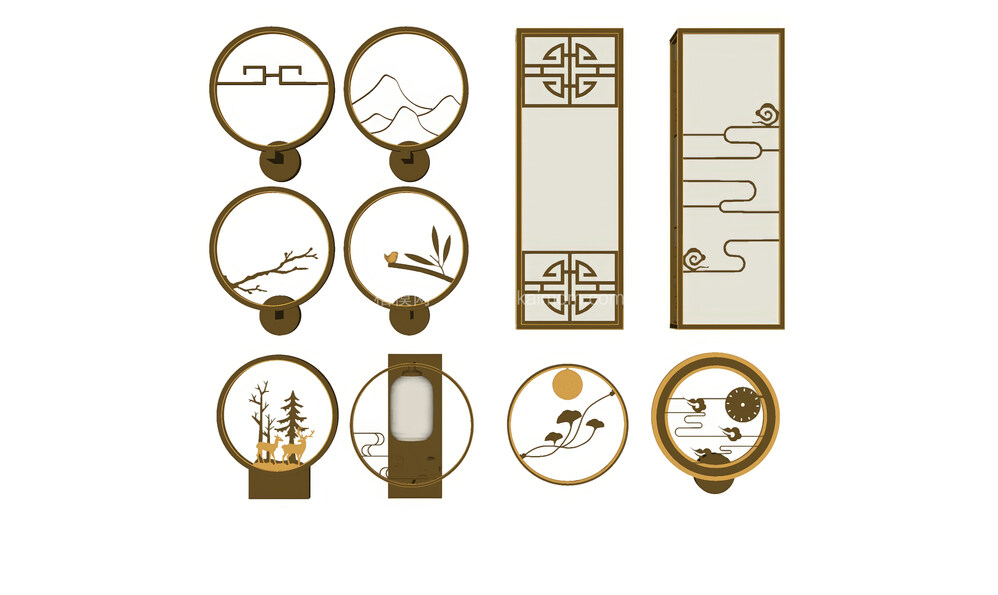 中式灯具SU模型下载-1