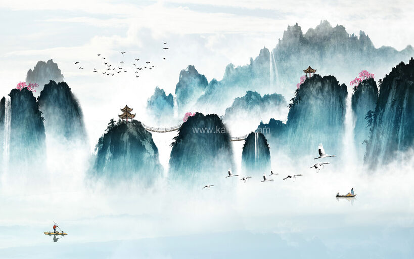 高清山水壁纸_壁画贴图下载-1