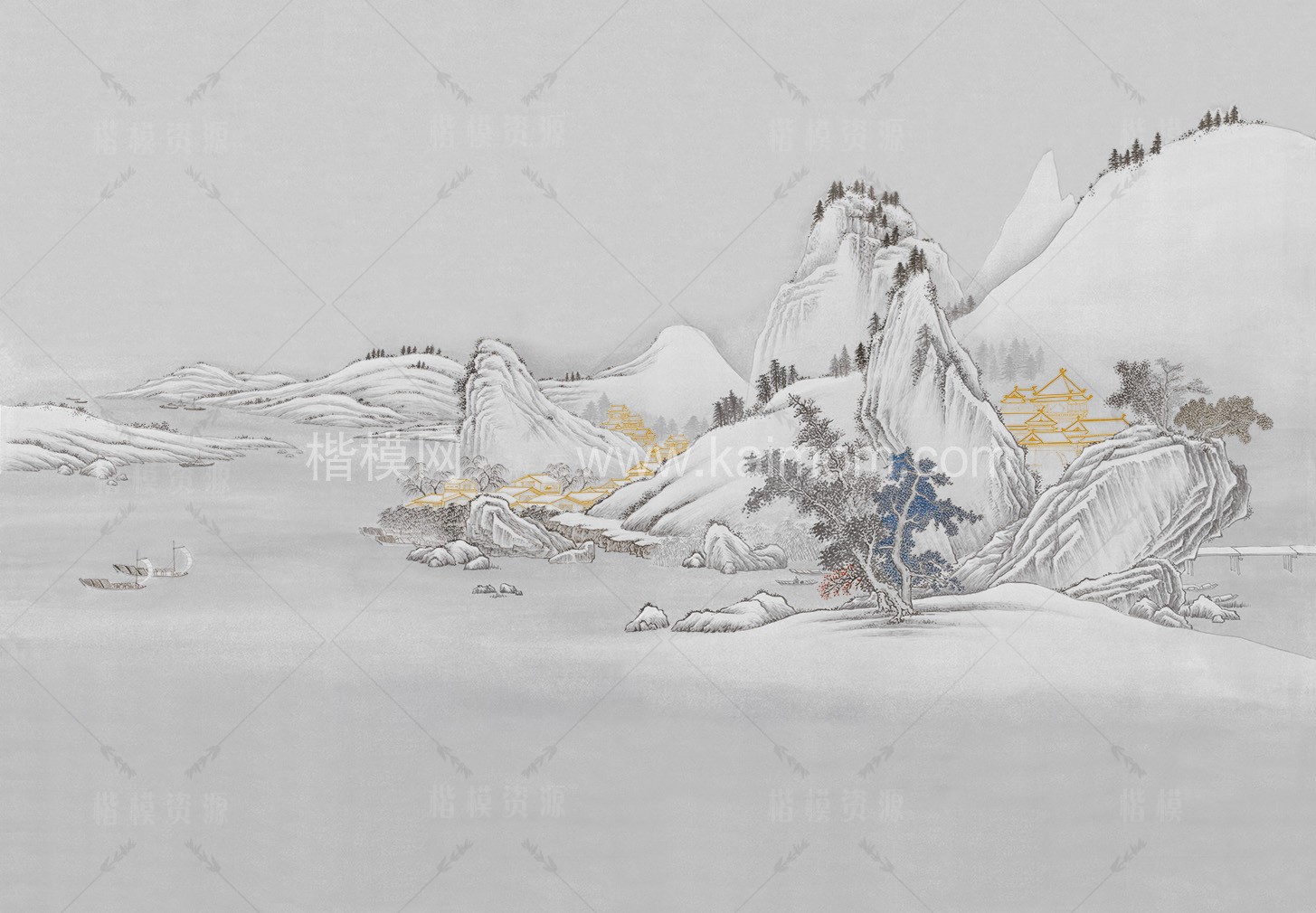 高清山水壁纸_壁画贴图下载-1