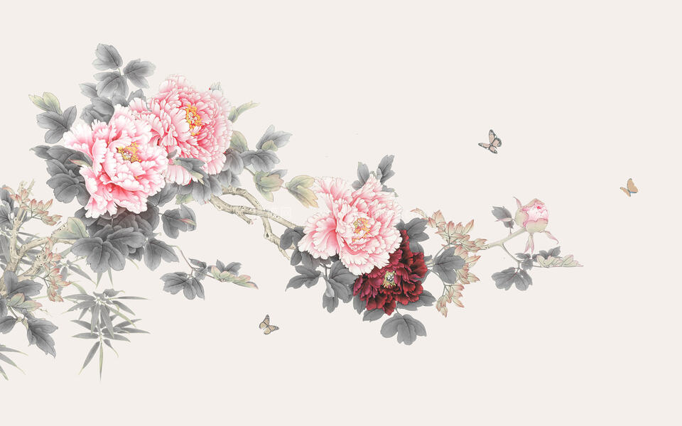 高清壁画_鹤_荷_花鸟贴图下载-1