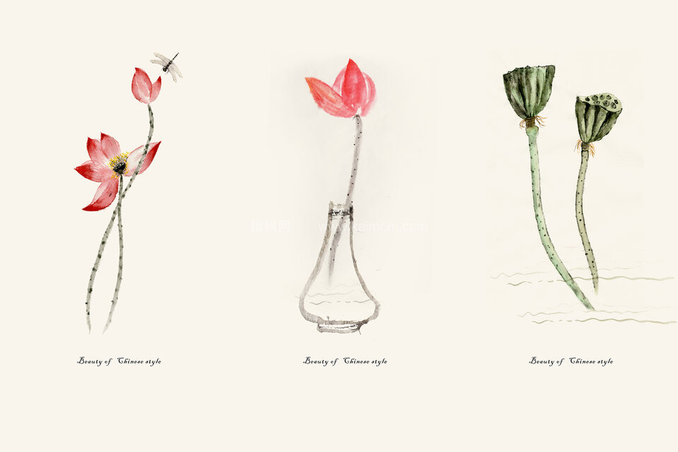 高清壁画_鹤_荷_花鸟贴图下载-1