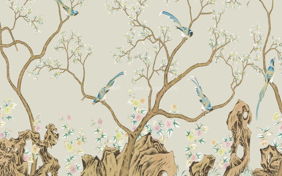 高清壁画_鹤_荷_花鸟贴图下载-1